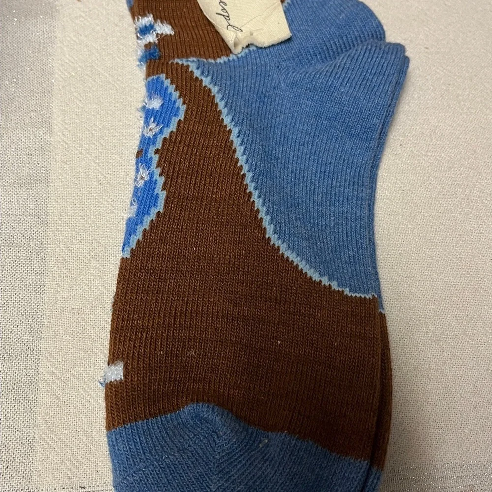 Free People Blue and Brown Patterned  Socks